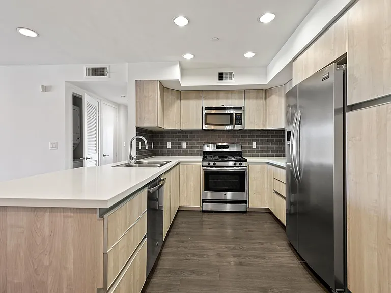 Kitchen with stainless steel appliances