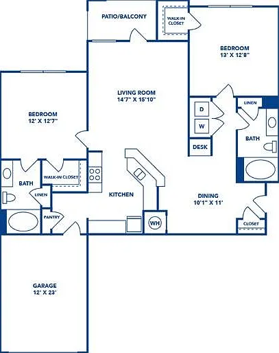 2 Bedroom | 2 Bath | 1186 SF | Attached Garage 2 Bedroom | 2 Bath | 1186 SF | Attached Garage