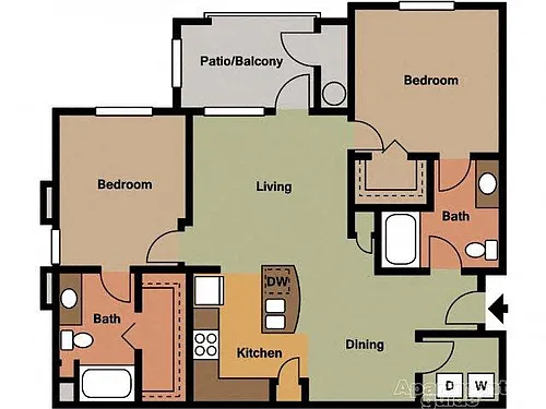 Floor plan Arabian Two Bedroom Two Bathroom