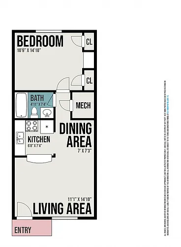 Floor plan 1 Bed 1 Bath