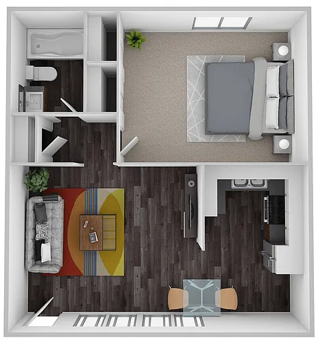 Floor plan Highland Clinch 1 Bedroom 1 Bathroom