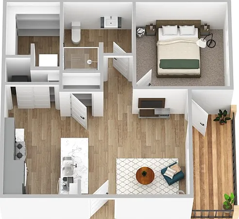 1A Floorplan - 574 SF 1A Floorplan - 574 SF