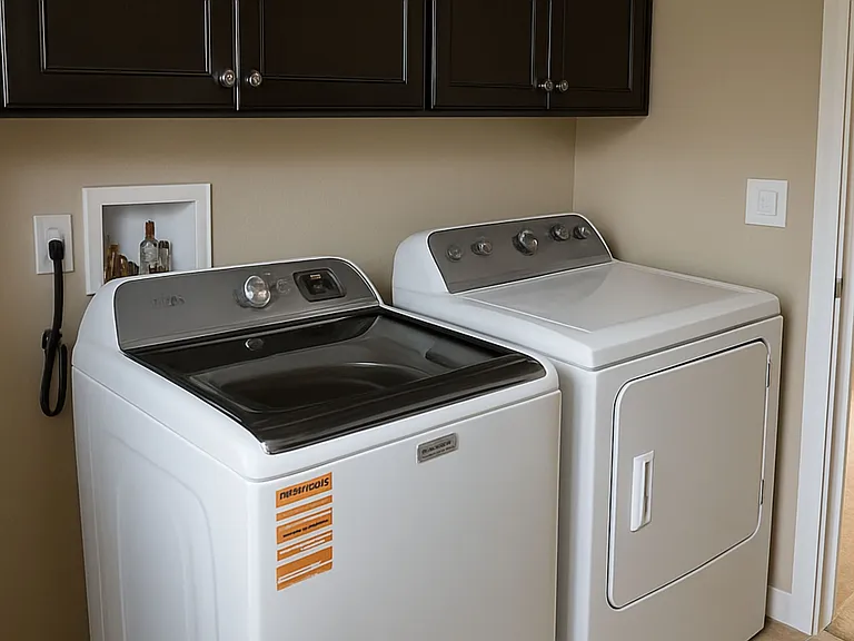 In-house laundry with cabinets