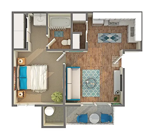 Floor plan 1 BR x 1 BA - A