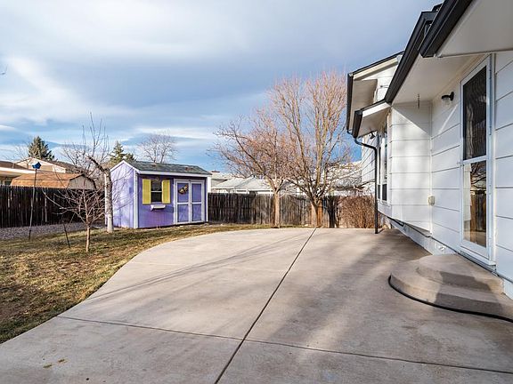 New concrete patio in backyard