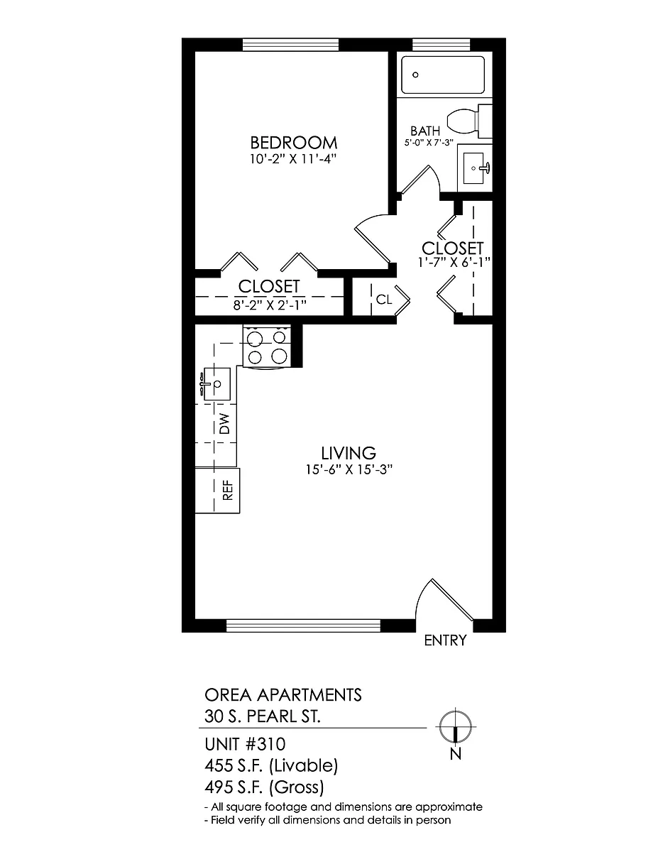Floor plan 1 Bedroom, 1 Bath