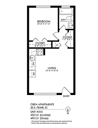 Floor plan 1 Bedroom, 1 Bath