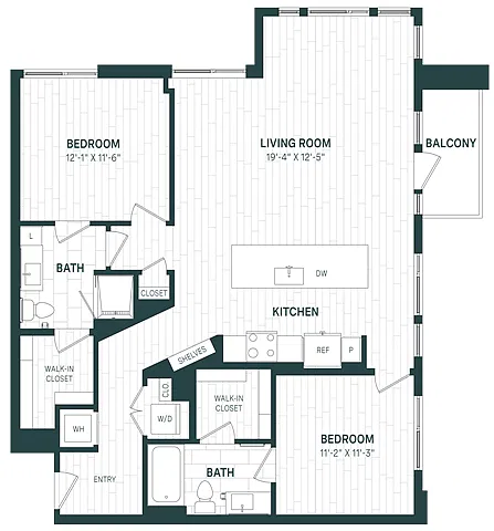Floor plan 2 Bed/2 Bath-C03a I