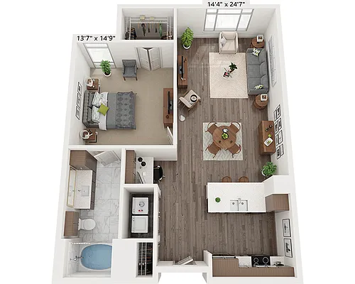 Floor plan One Bedroom A1B1