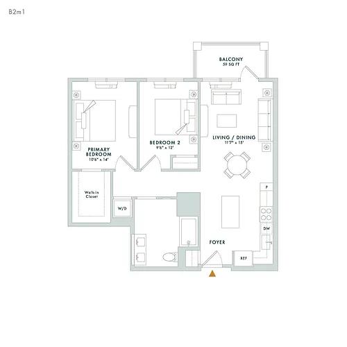 Floor plan B2M1 - Balcony