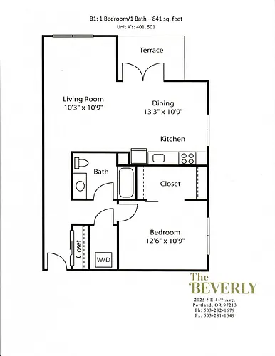 Floor plan 1 bd 1 bath_841