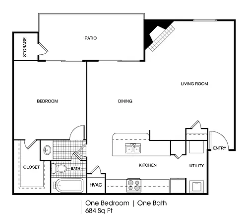 Floor plan 1 bedroom 1 bath