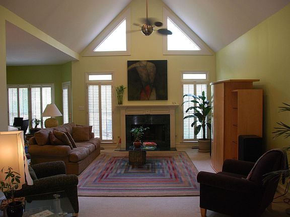 Living room with vaulted ceiling