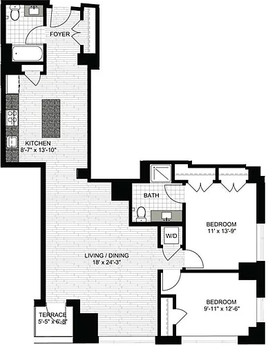 Floor plan 2 Bedrooms R