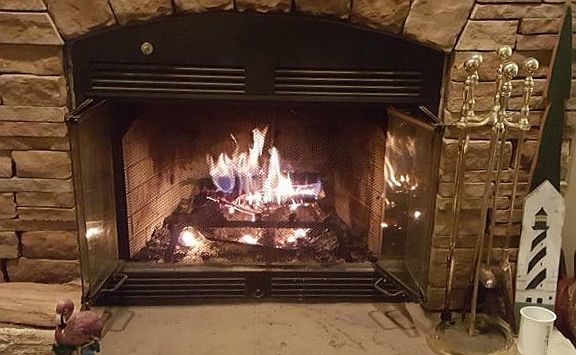Wood burning fireplace