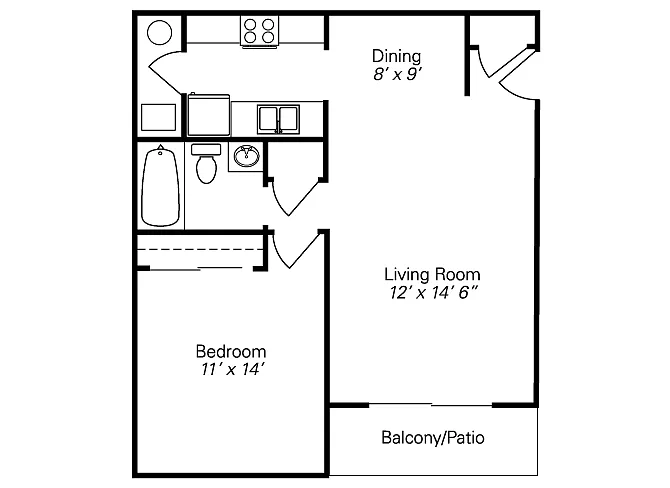 Floor plan 1-BR Garden