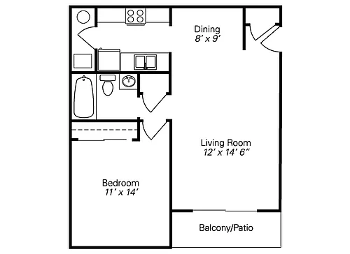 Floor plan 1-BR Garden