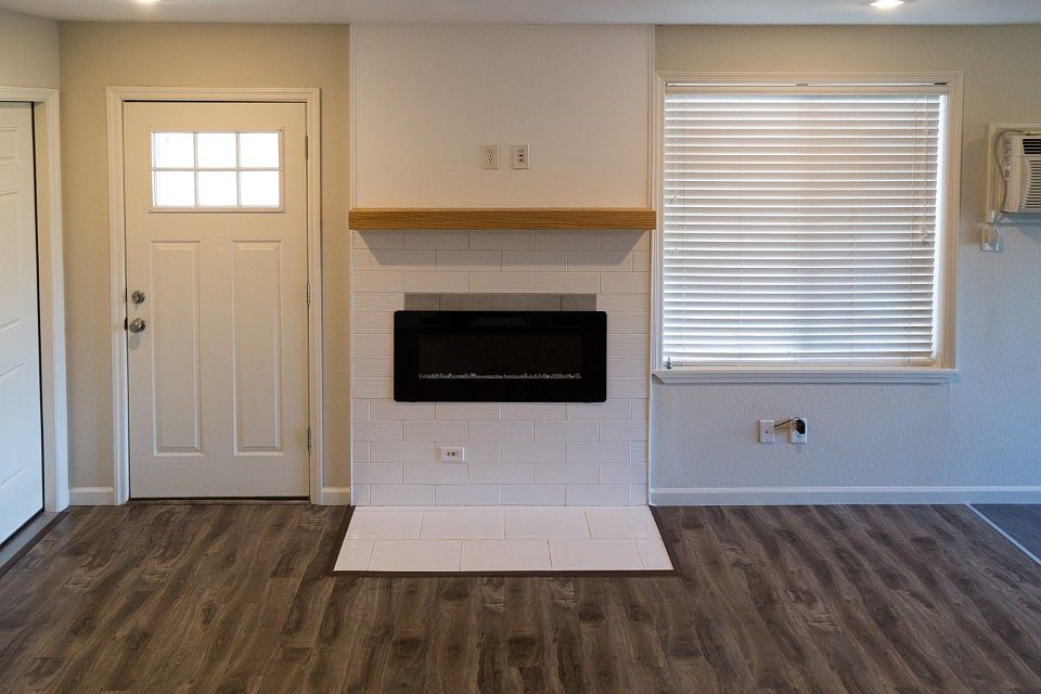 Living room with electric fireplace