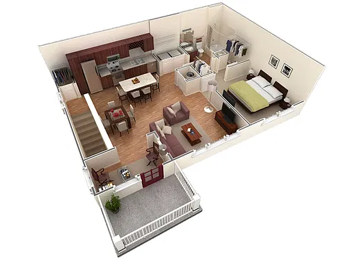 Floor plan 1 BR Grand Overlook