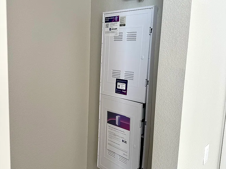 Equipment pre-installed for easy sign-up process with internet provider. Tenant pays, direct with vendor.