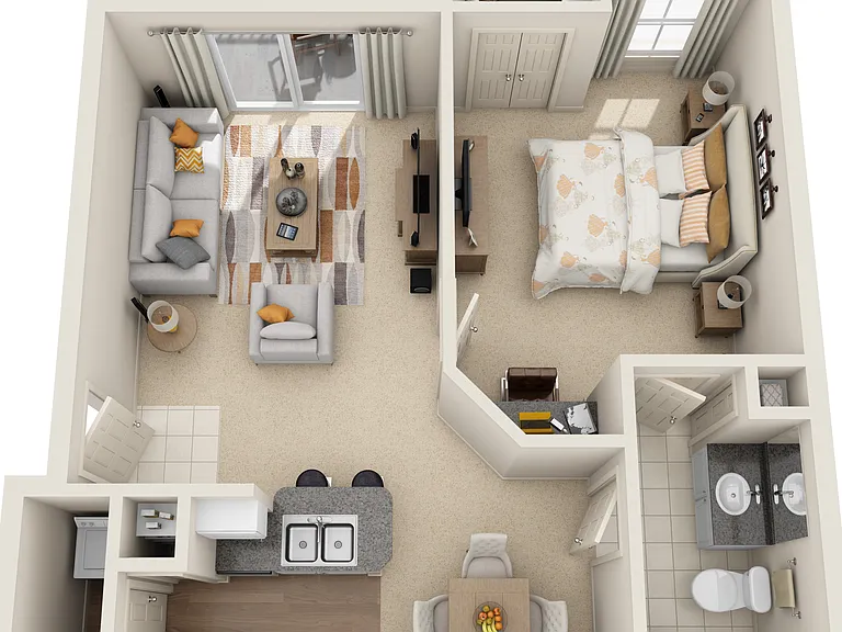 Estates at Memorial Heights - A2 - 1 Beds - 1 Baths - 700 Sq. ft.