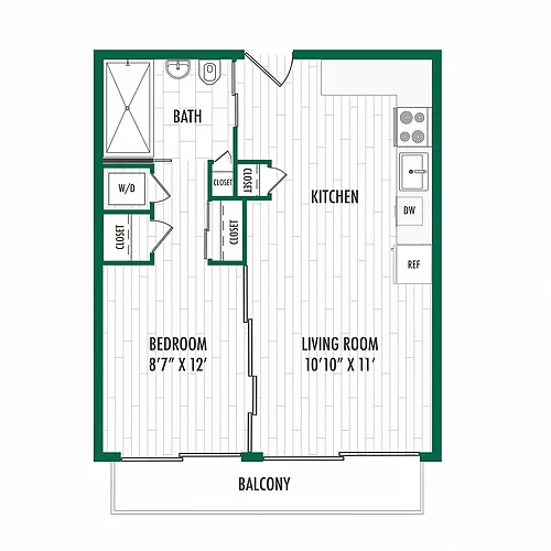Floor plan 1X1 B