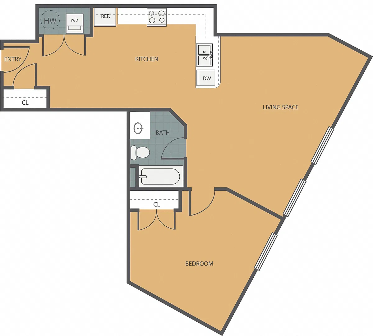 Floor plan 1 Bedroom 1 Bath 126