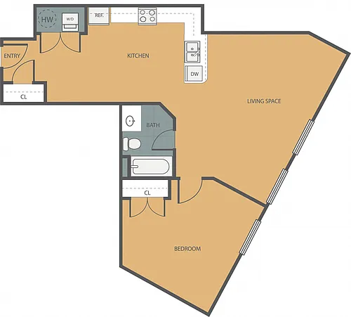 Floor plan 1 Bedroom 1 Bath 126