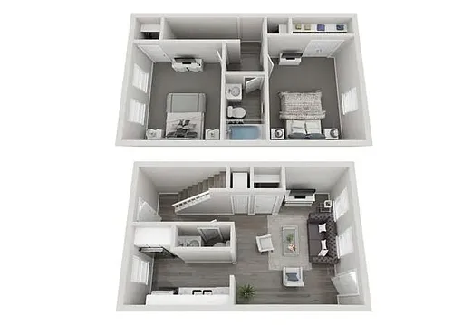 Floor plan Two Bedroom Two Bath Townhome