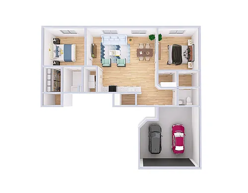 Floor plan 2 Bed, 2 Bath
