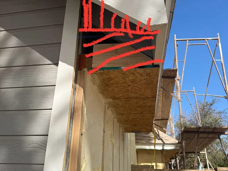REMODEL My redlines showing the framing crew where I wanted soffit bottoms. I'm a GC since 1984 and built the home originally before buying it in Dec from the 2nd owner.