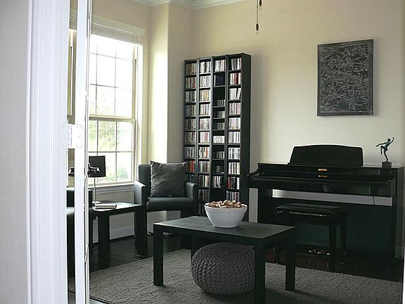 Large study with beautiful hand scraped wood floors!