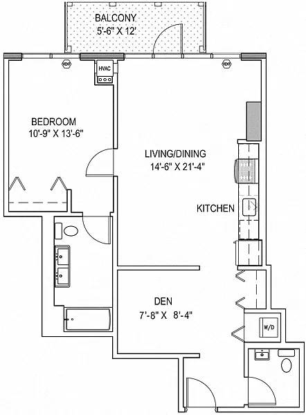 Floor plan One Bedroom With Den a8