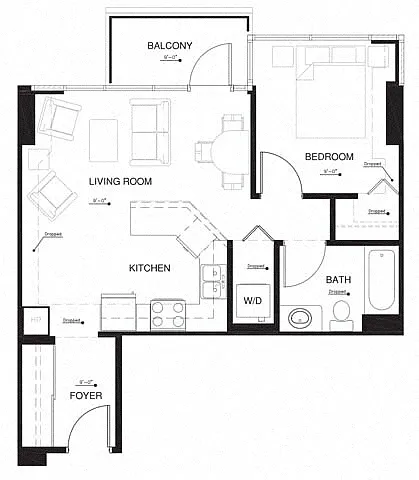 Floor plan 1B w Balcony