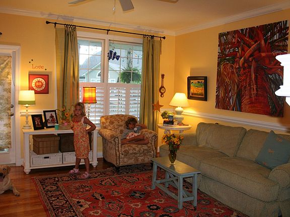 Colorful and inviting family room