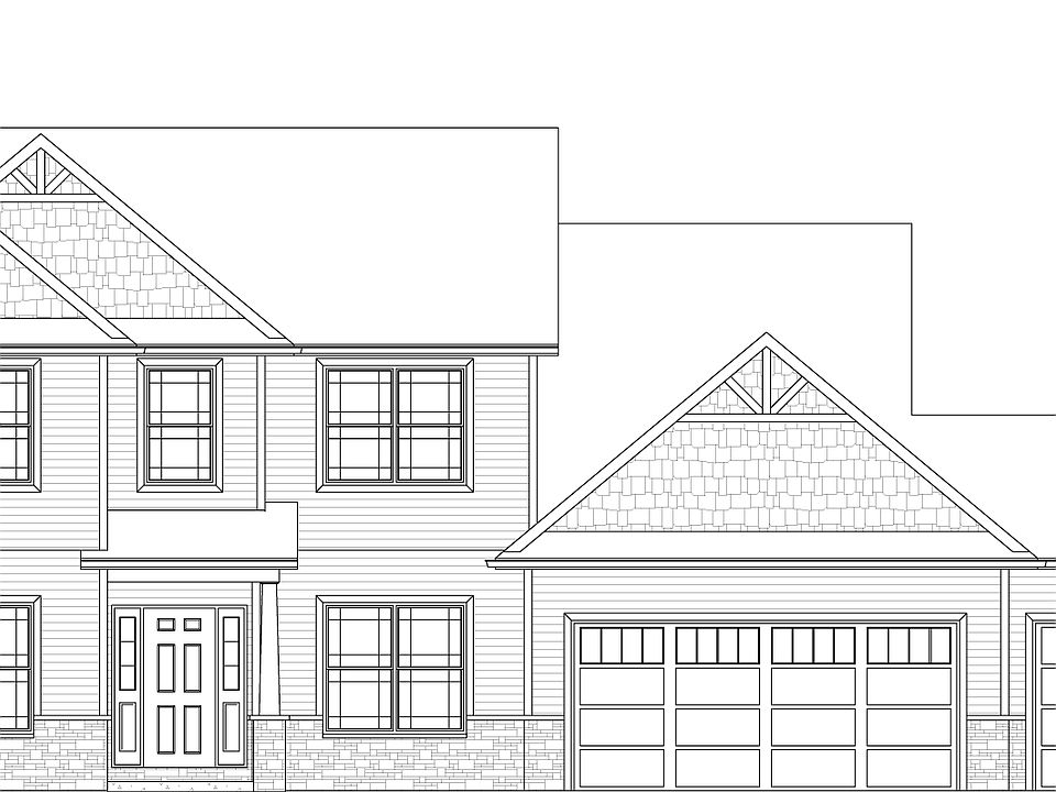 Standard front elevation of the Linden plan.