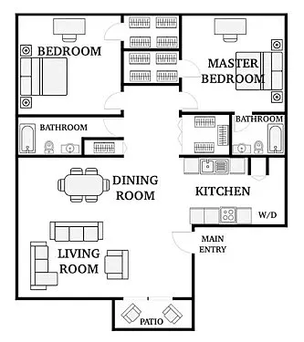 Floor plan 2 Bedroom, 2 Bathrooms