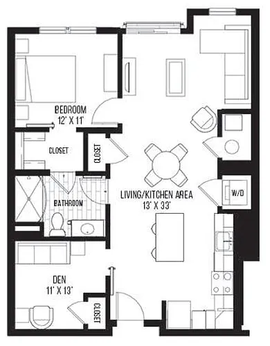Floor plan 1 Bed/1 Bath-B6