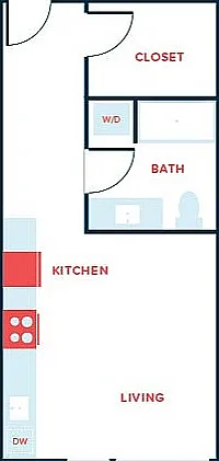 Studio, 1 Bath - Apt F Studio, 1 Bath - Apt F