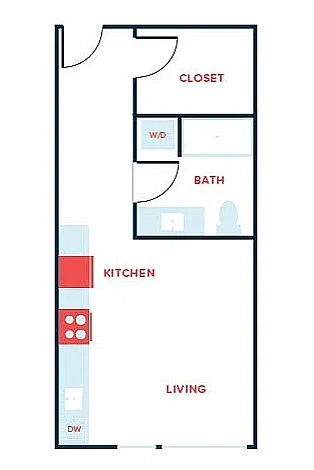 Floor plan Studio, 1 Bath - Apt F