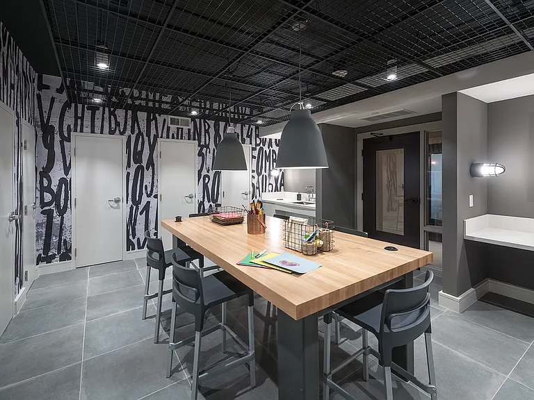 Art studio with private storage closets
