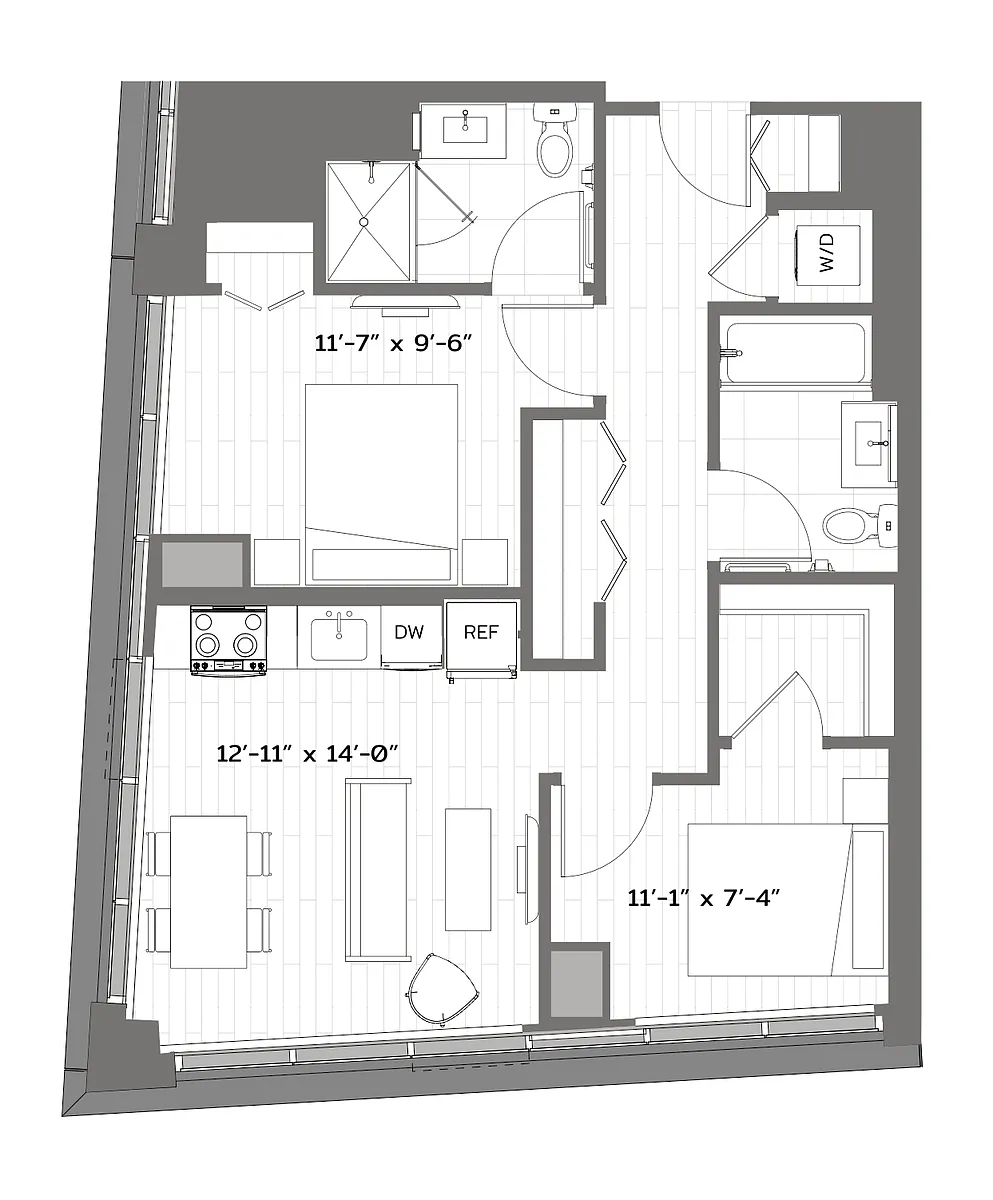 Floor plan 2 Bed/2 Bath-T-B3-1