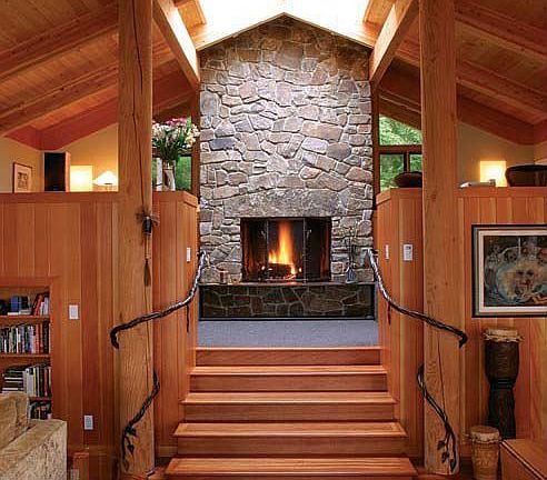 view of fireplace retreat area