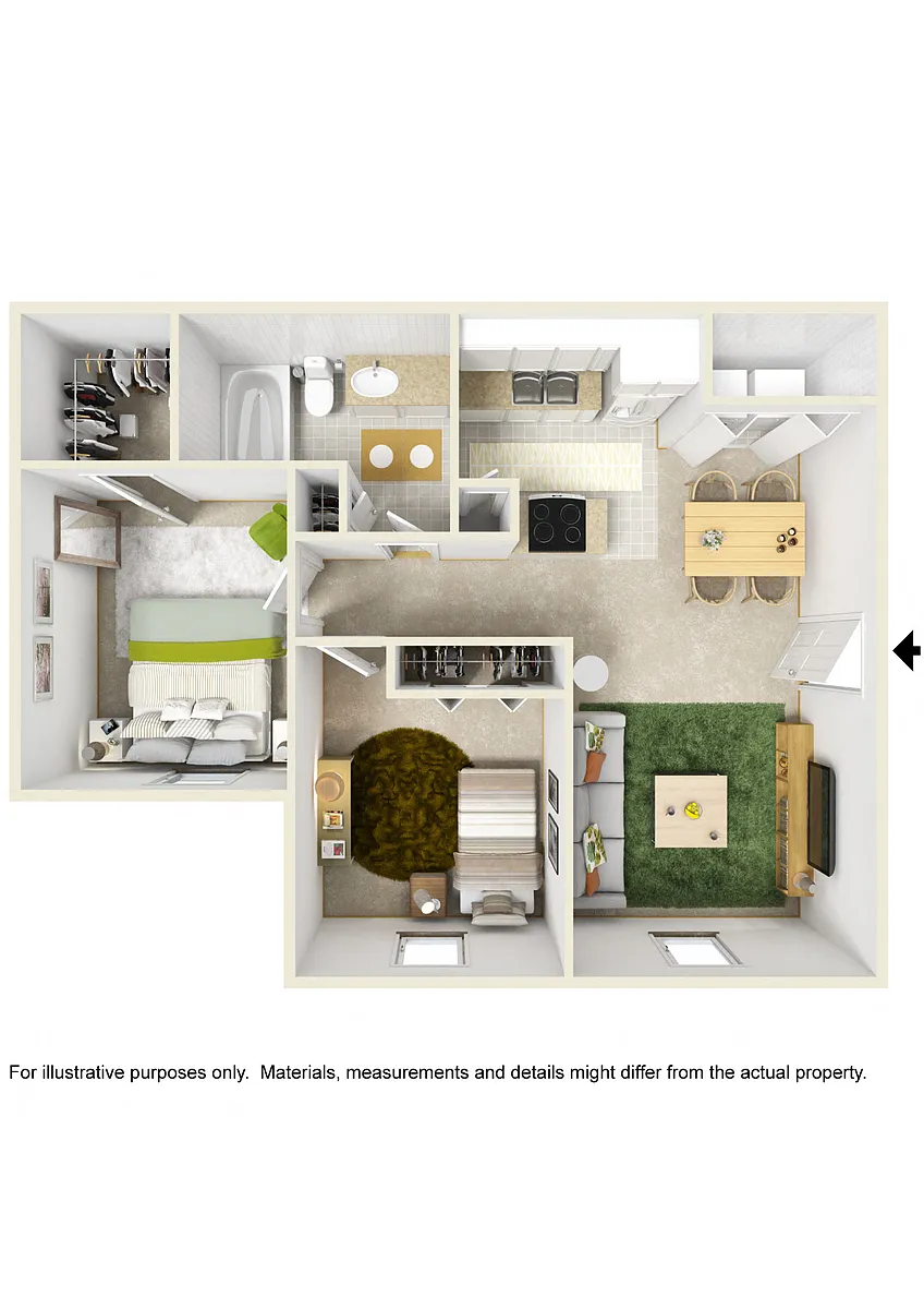 Floor plan Small Two Bed One Bath