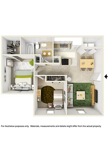 Floor plan Small Two Bed One Bath