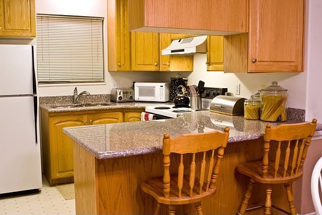Kitchen with granite countertops