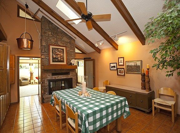 Massive formal dining with fireplace