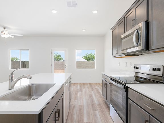 Each kitchen comes with stainless steel appliances included.