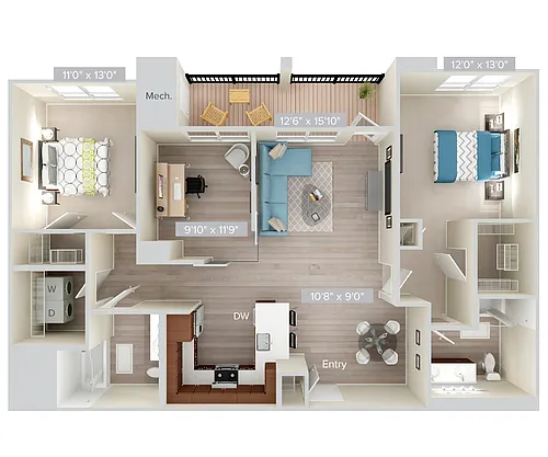 Floor plan B11D-1316-wood