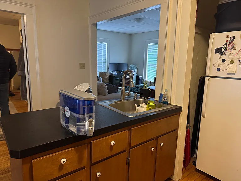 View from kitchen into living room.